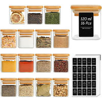 GEWÜRZGLÄSER 16-teiliges Set 120 ml Glas mit Holzdeckel - Multicolor, Glas (6/6.6/6cm)