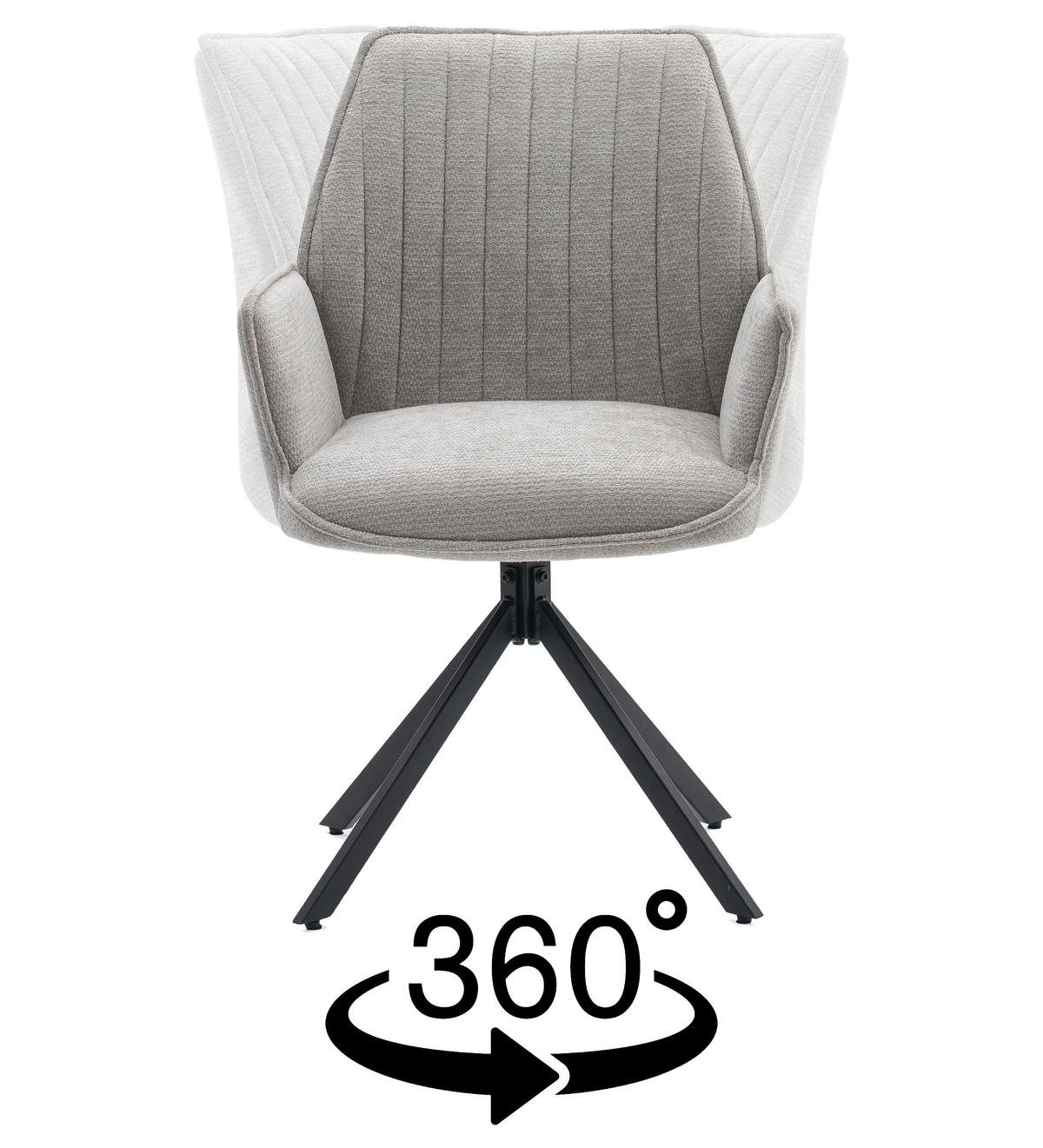 STUHL MERANO drehbar gepolsterter mit Steppung - creme - Chenille - Creme/Schwarz, Textil/Metall (58/90/61cm) - NEW HOME