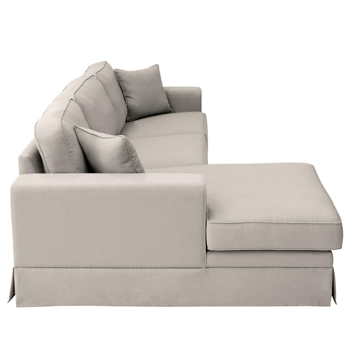 ECKSOFA mit Husse - Longchair, Webstoff - Hellgrau/Schwarz, Kunststoff/Textil (300/165cm) - home24