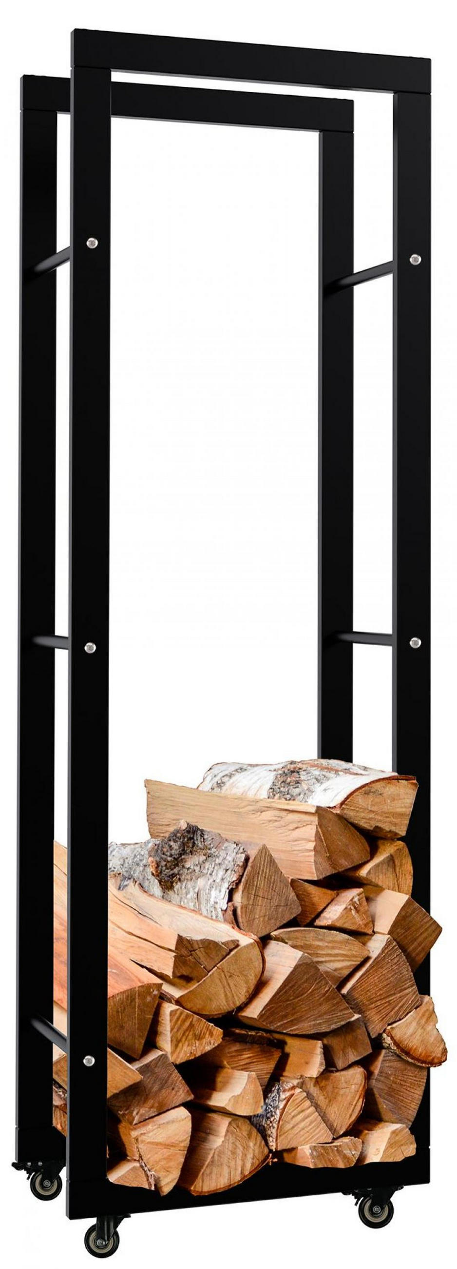 KAMINHOLZREGAL 40/25/125 cm Metall schwarz - Schwarz, Metall (40/125/25cm) - CLP