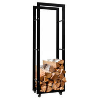 KAMINHOLZREGAL 40/25/125 cm Metall schwarz - Schwarz, Metall (40/125/25cm) - CLP