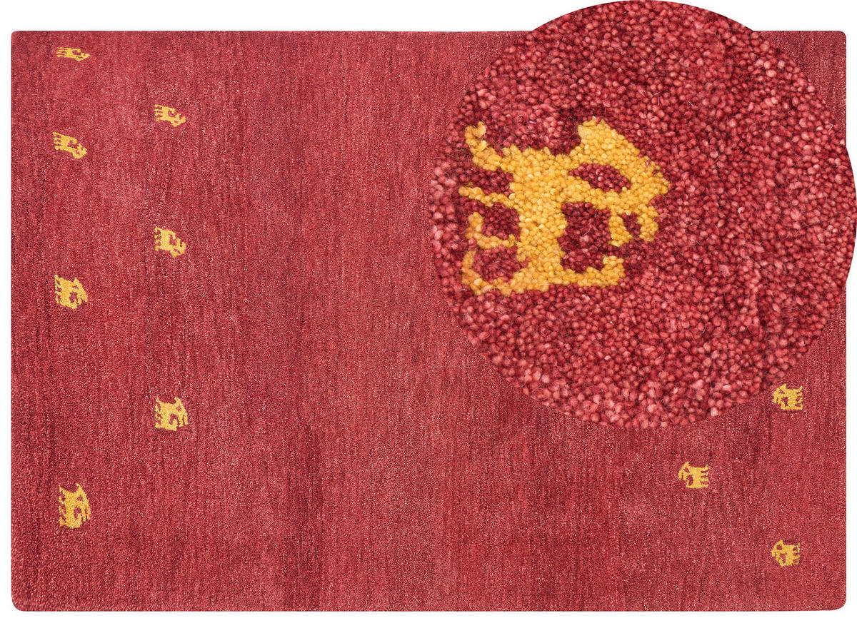 KURZFLOR-GABBEH Yarali 230/160 cm - Rot, Textil (160/230cm) - Beliani