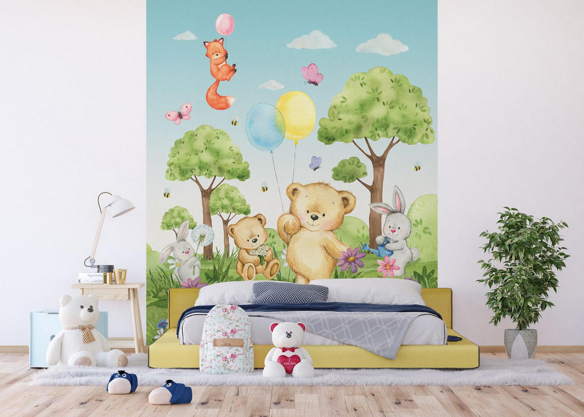 FOTOTAPETE Wald mit Waldtieren 270 x 225 cm - Multicolor, Papier (270/225cm) - Sanders & Sanders