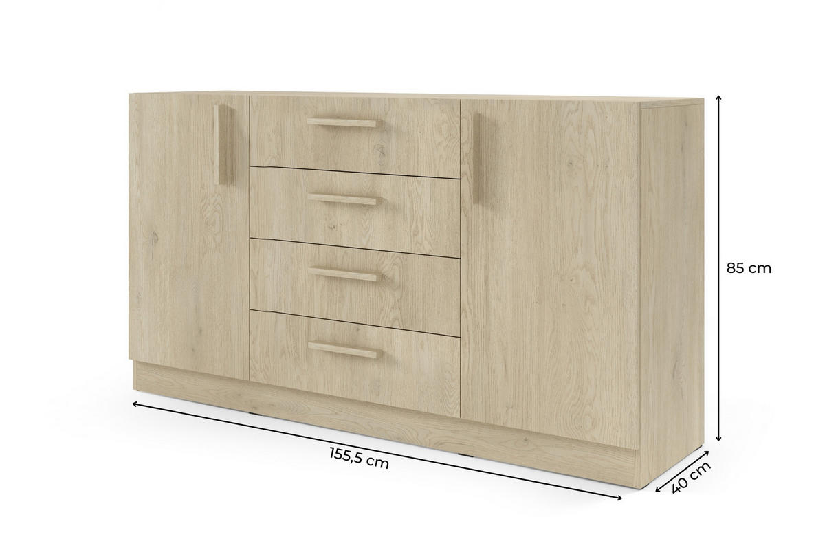 KOMMODE BRISSO BRK1 155,5/85/40 cm in Eiche Ceremona - Eichefarben, Holzwerkstoff (156/85/40cm) - Deine Möbel 24