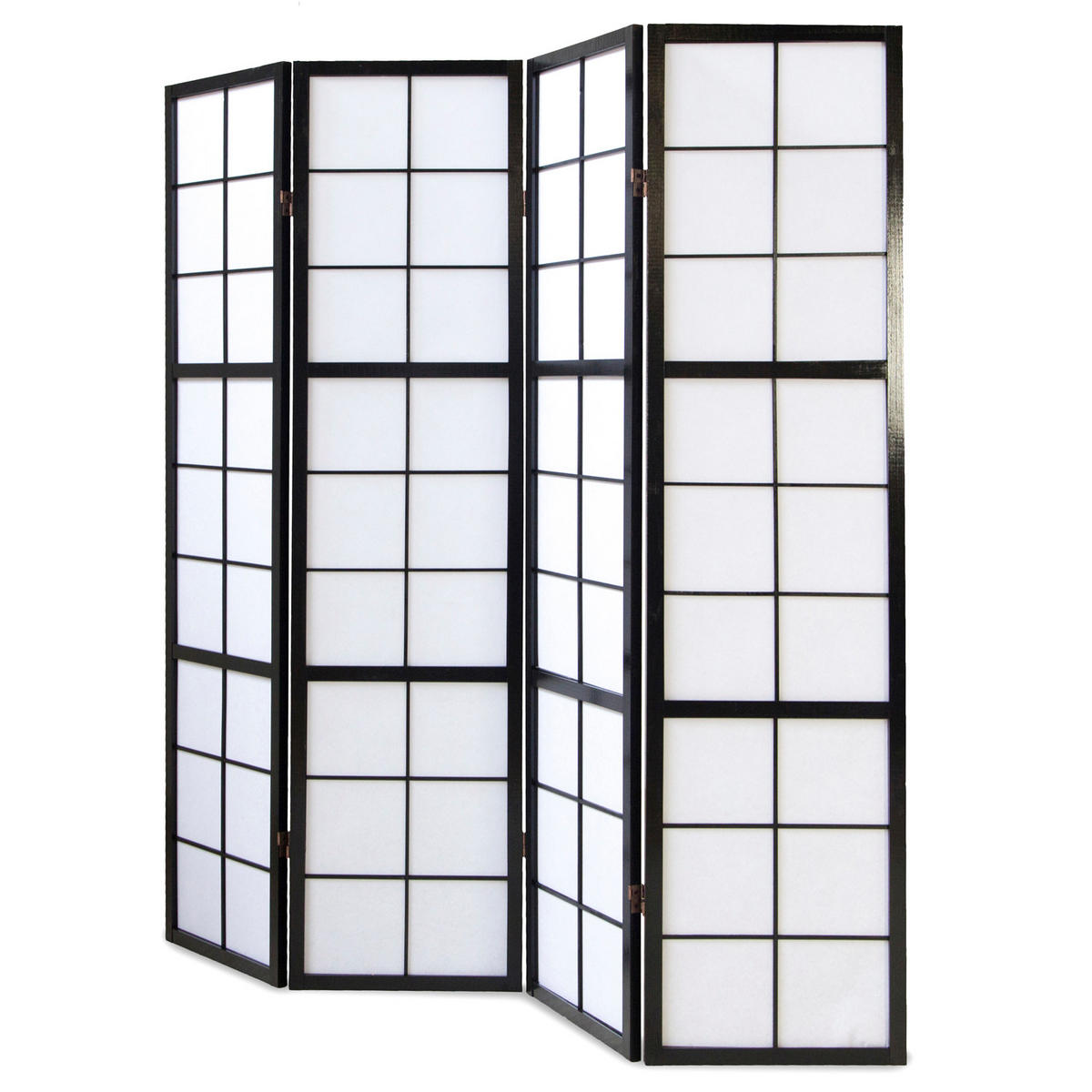 PARAVENT 4-tlg. 176/175 cm Schwarz Shoji - Schwarz, Holz (176/175/2cm) - Homestyle4u