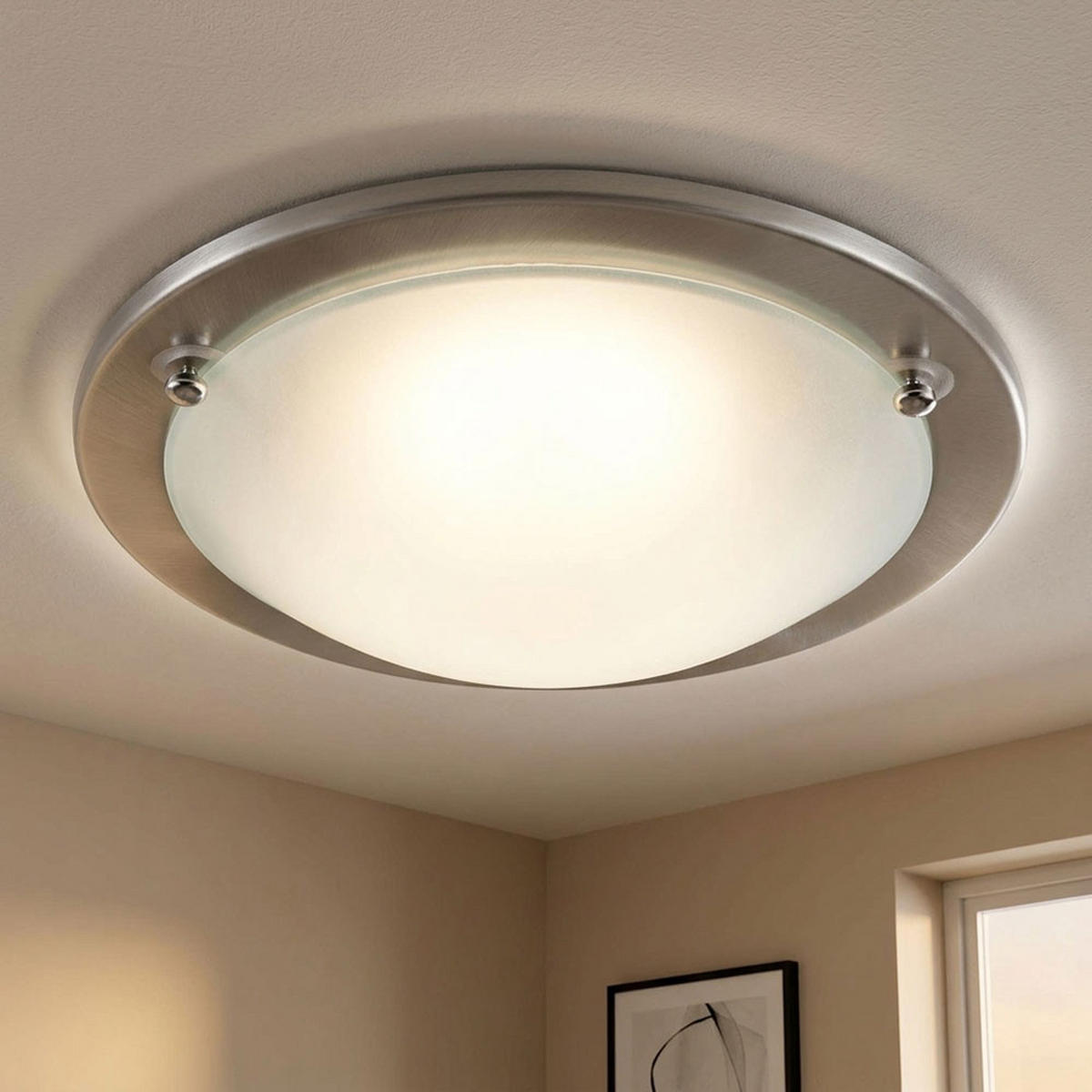 LED DECKENLEUCHTE UFO, Metall, Silber, rund - Silberfarben, Glas (28.5/28.5/8cm) - Globo Lighting