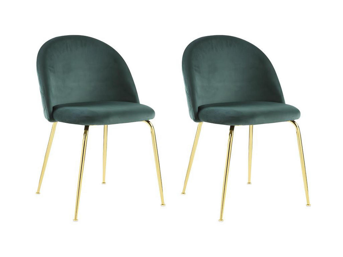 STUHL 2er-Set - Samt & Goldfarbenes Metall - Grün - MELBOURNE - Grün, Textil (55/77/50cm) - Vente-Unique