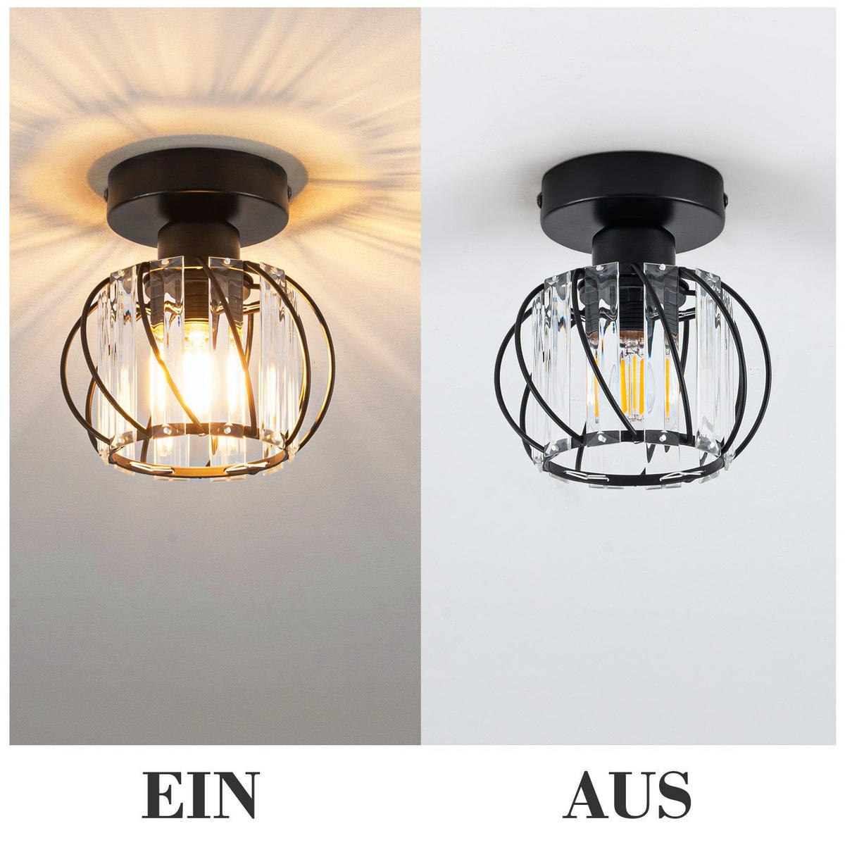 DECKENLEUCHTE Mander 16/15/15 cm - Schwarz, Metall (15/16/15cm) - Nettlife