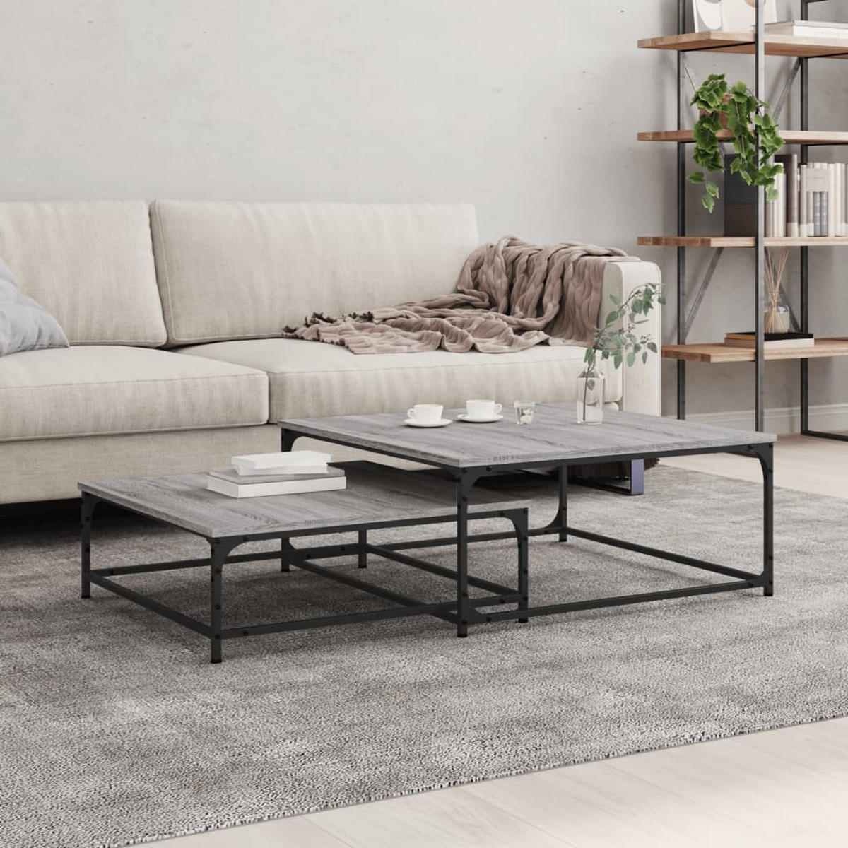 SATZTISCHE 2 Stk. Grau Sonoma Holzwerkstoff - Grau, Holzwerkstoff (80/80/35cm) - furnicato