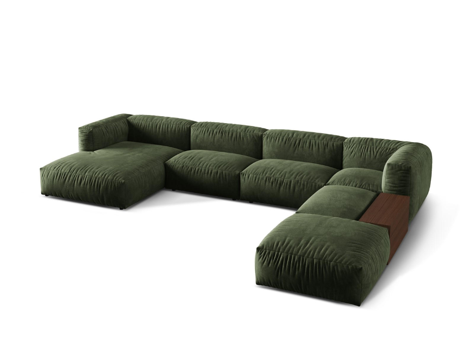 PANORAMASOFA modular rechts Martina aus Samt grün 5 Sitzplätze - Grün, Textil (280/75/406cm) - Micadoni