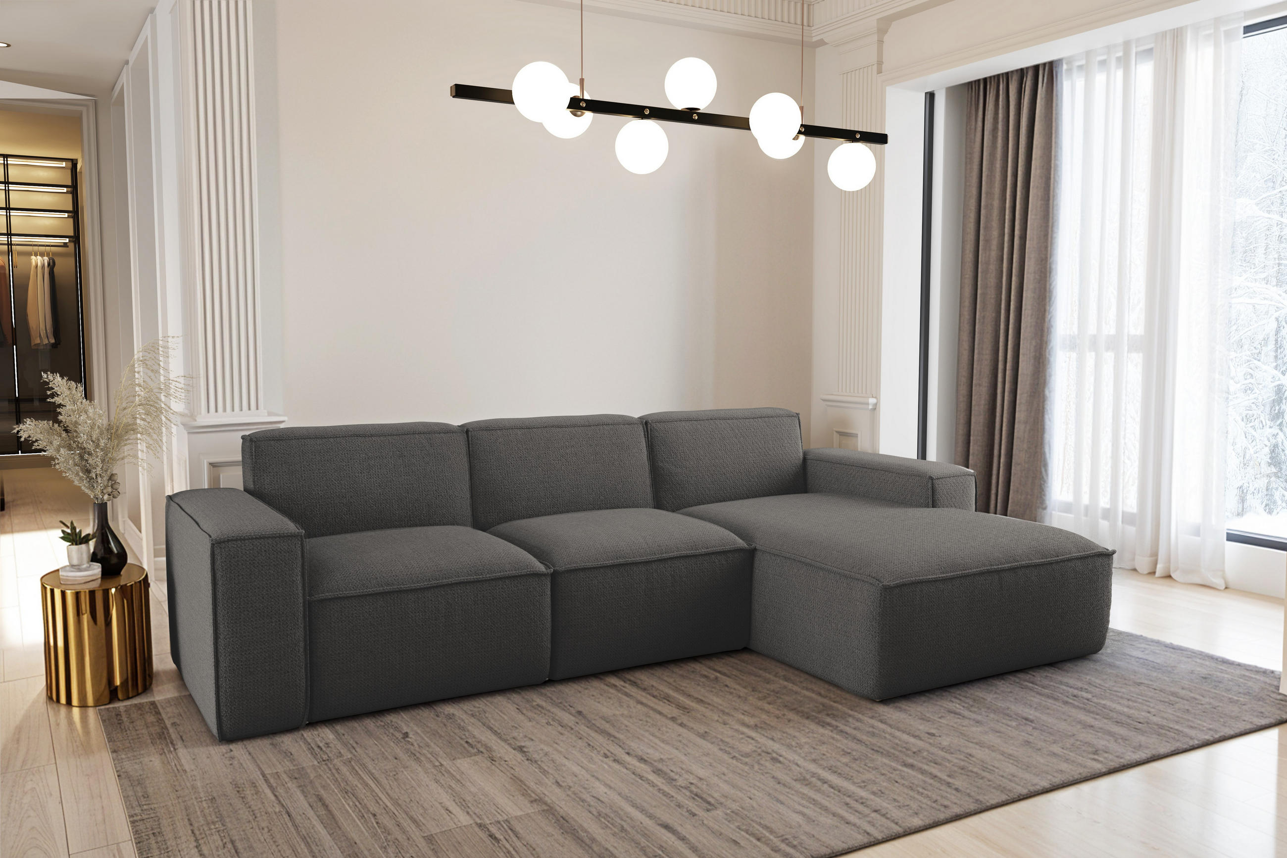 ECKSOFA L-Form Siena Stoff Artico Anthrazit Rechts - Anthrazit, Holz (266/165cm) - Kaiser Möbel