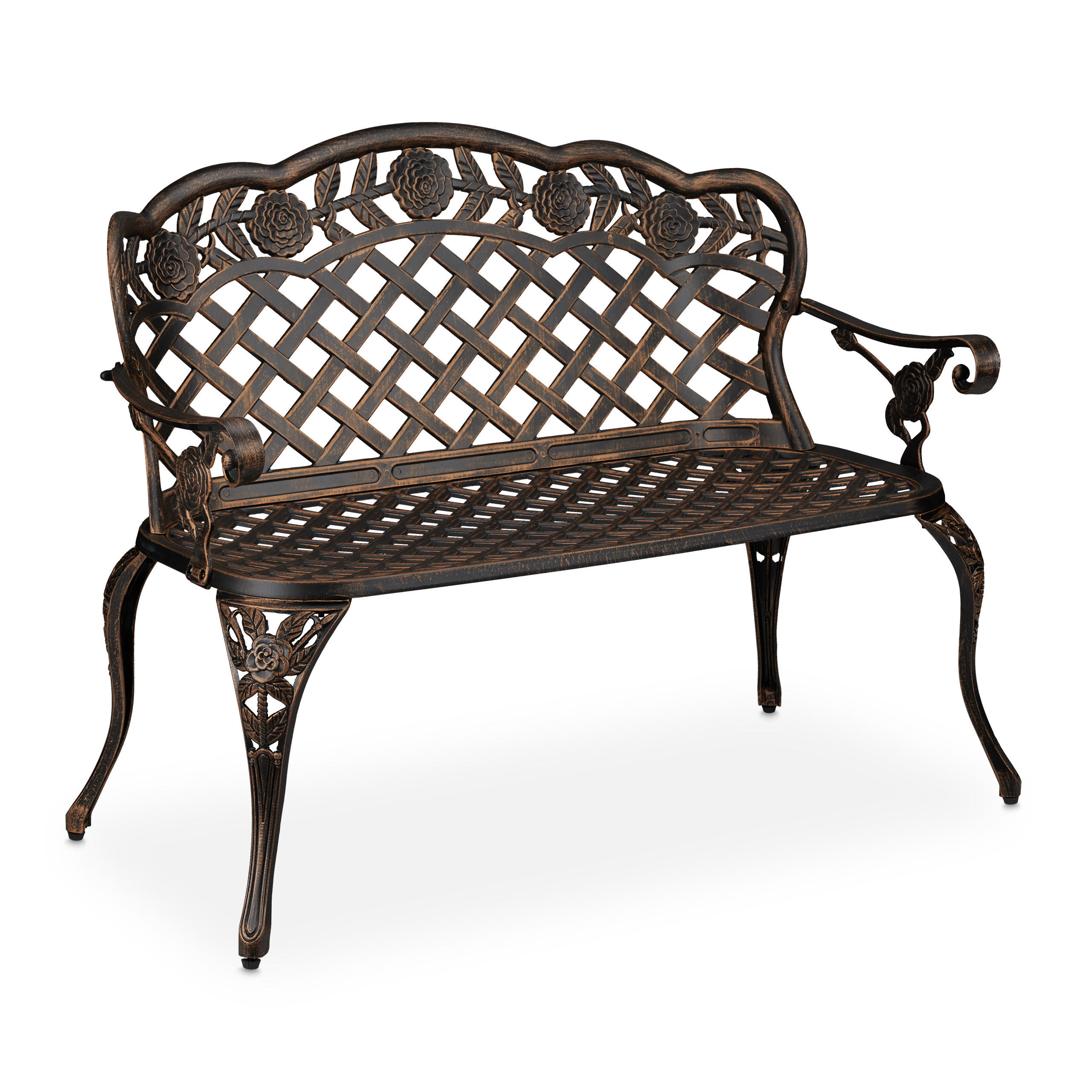 GARTENBANK - Schwarz, Metall (111.5/84/56cm) - Relaxdays