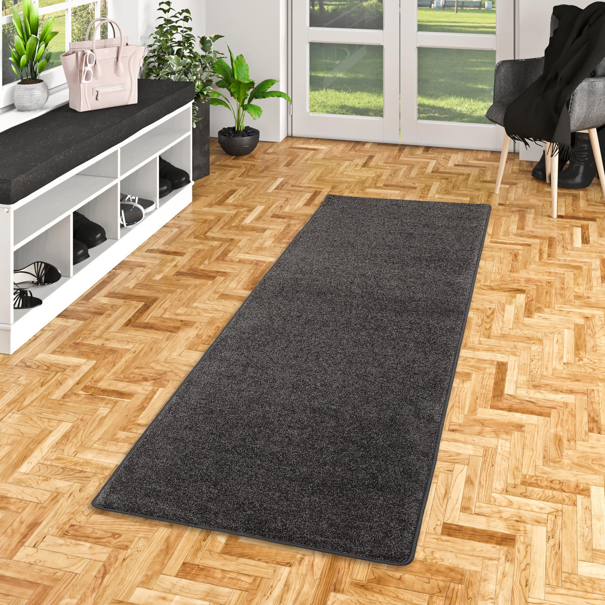 HOCHFLOR LANGFLOR TEPPICH LÄUFER COTTAGE - Anthrazit, Textil (100/200cm) - Snapstyle