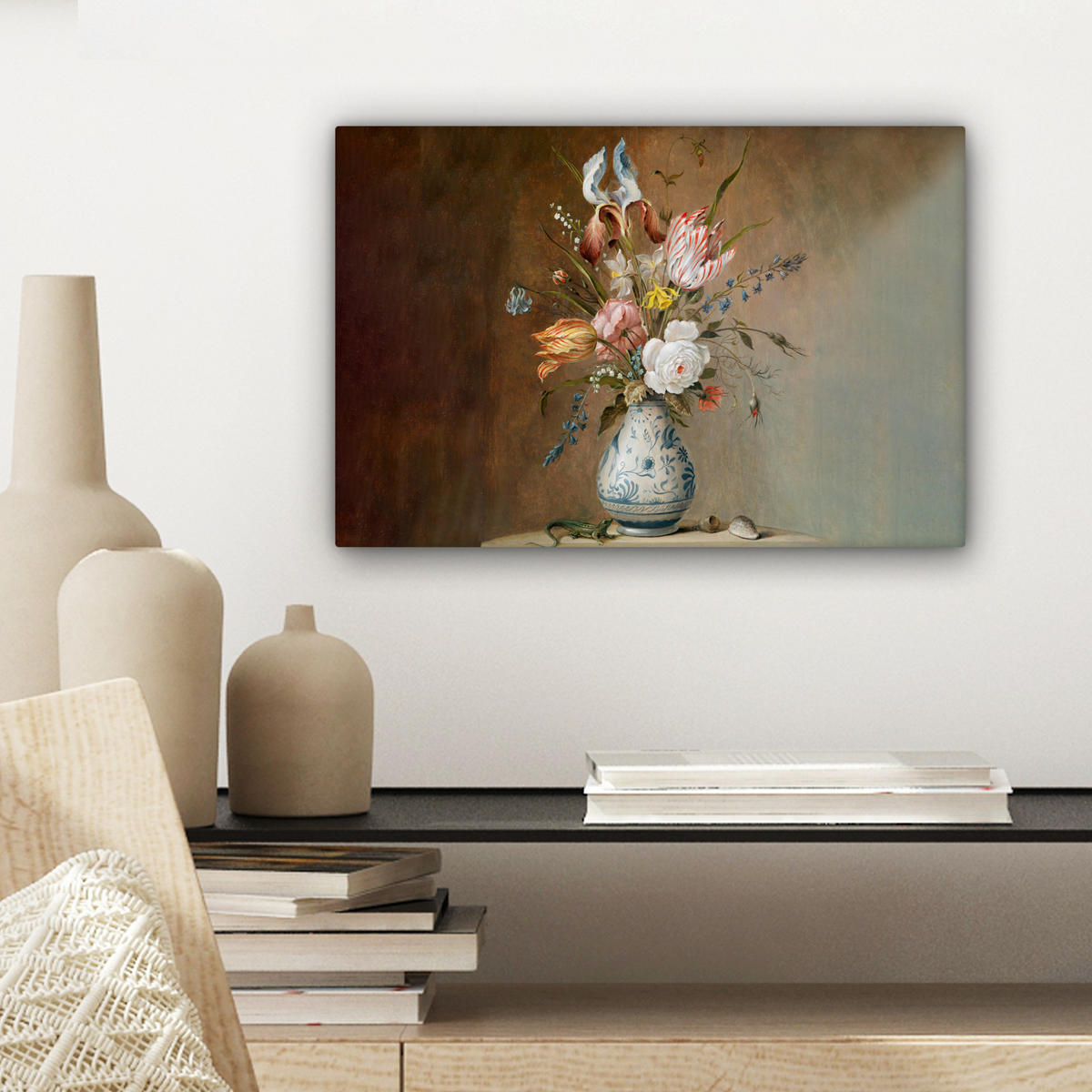 LEINWANDBILD Alte Meister - Blumen - Balthasar van der Ast 30x20 cm - Hellbraun, Textil (30/20cm) - MuchoWow