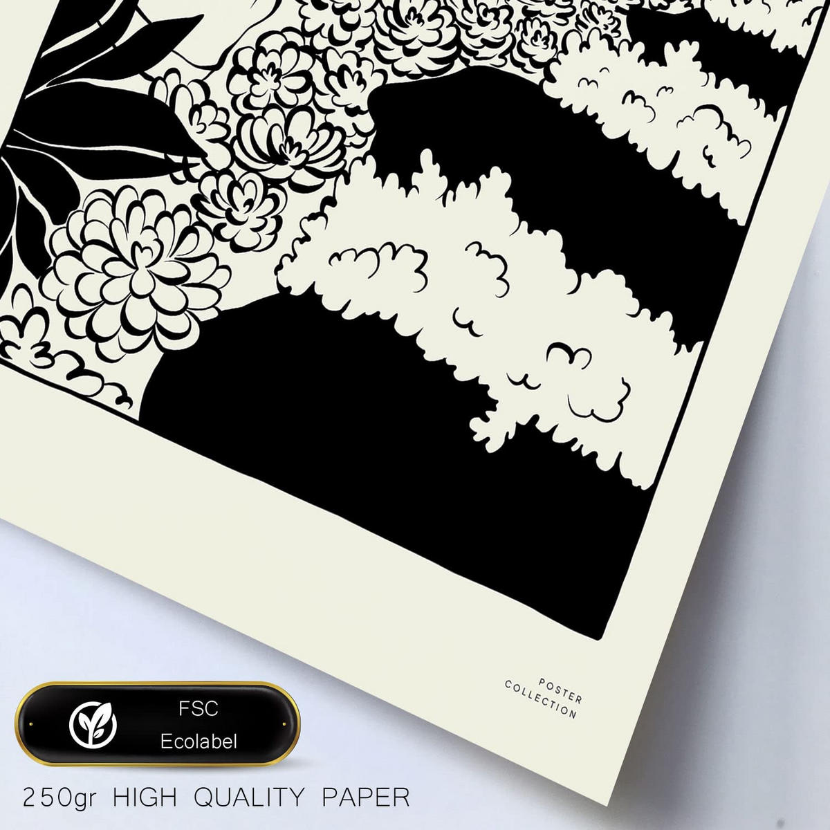POSTER Set Mit 6 Sukkulentengarten mit schwarzer Tinte Größe A3 & A4 Rahmen aus hellem Holz - Beige, Papier (29.7/1cm) - Nacnic