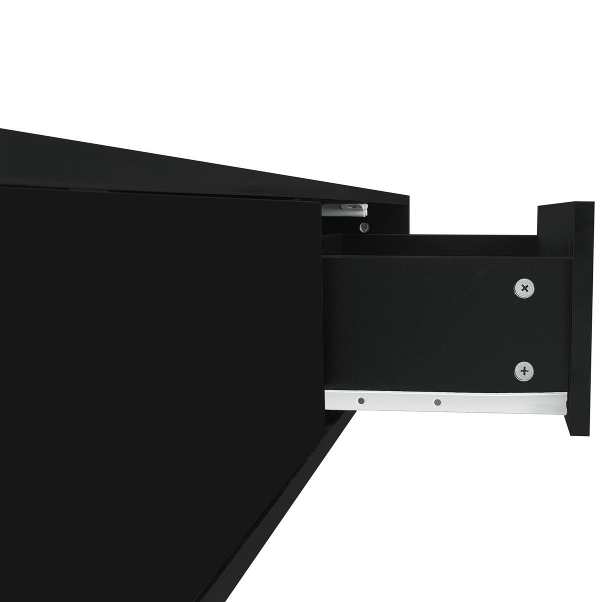 COUCHTISCH aus Spanplatte 115x55x34 cm Schwarz mit 2 Schubladen und LED-Beleuchtung - Schwarz, Holzwerkstoff (115/55/34cm) - IVMEU