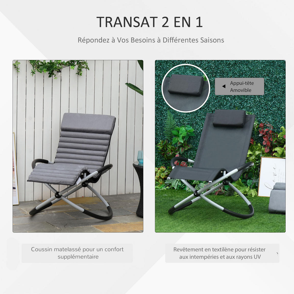 GARTENSCHAUKELSTUHL DE-15225 Grau - Grau, Metall (74/86/145cm) - ComfortXL