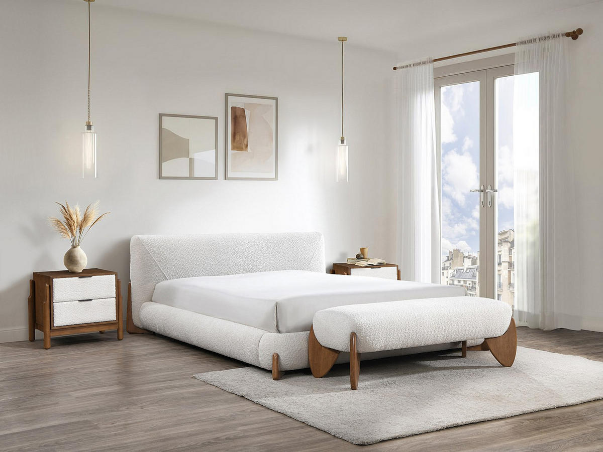 SITZBANK - 127 cmcm x 48 cmcm - Stoff - Naturfarben Hell, Weiß - GAMURA - Naturfarben/Weiß, Textil (127/45/48cm) - Vente-Unique