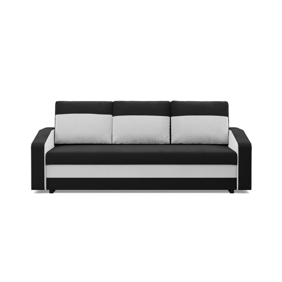 SOFA 3-SITZER MIT SCHLAFFUNKTION ORION, Schwarz + Weiß - Schwarz/Weiß, Textil (220/85/92cm)