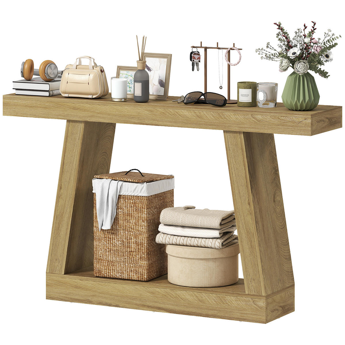 KONSOLENTISCH Eiche MDF 1 Stück - Beige, Kunststoff (140/30/83cm) - GiPP
