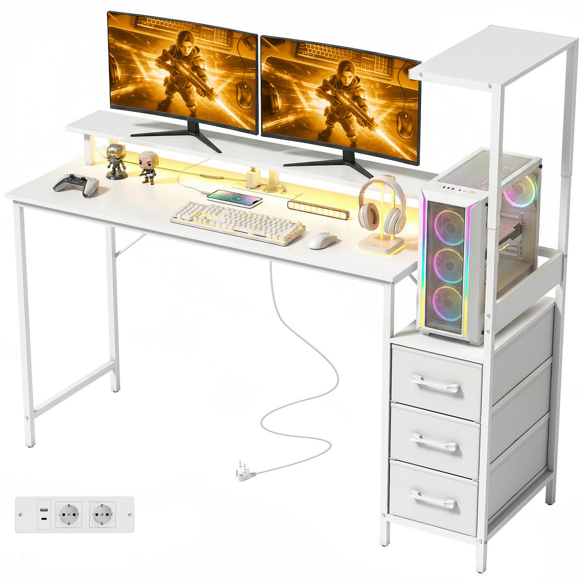 BÜROTISCH Weiß 1 Stück - Weiß, Holzwerkstoff (47/147/130cm) - GiPP