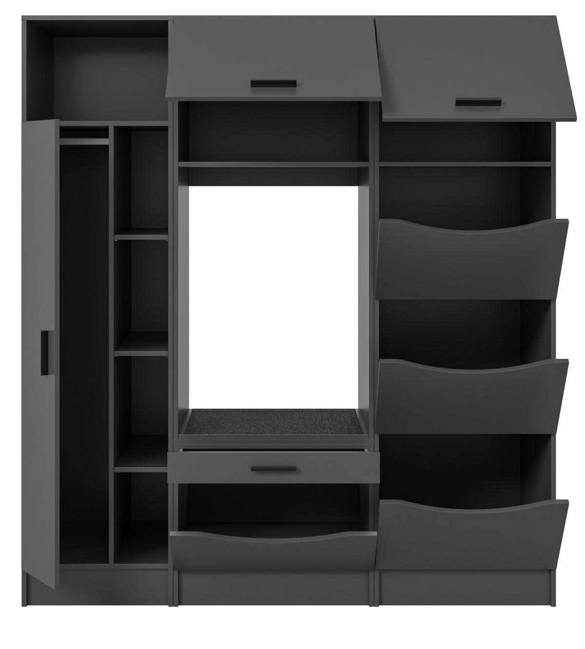 WASCHMASCHINENSCHRANK in grau Set 3-teilig 176 x 196 cm, modernes Design - Schwarz/Grau, Holzwerkstoff/Kunststoff (176/196/68cm) - Inn.Furn