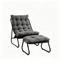 SCHAUKELSTUHL Grau mit Beinablage und Weichem Kissen und Hocker - Grau, Metall (65/86/78cm) - PARAFTA HOME