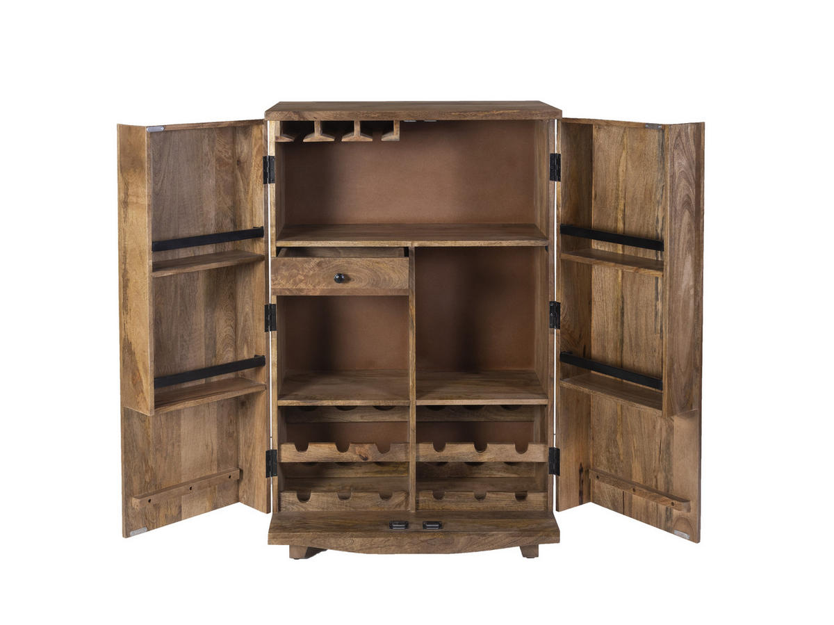 BARSCHRANK Oskar Mangoholz Braun 122x46x74cm - Braun, Holz (46/122/74cm) - DELUKE