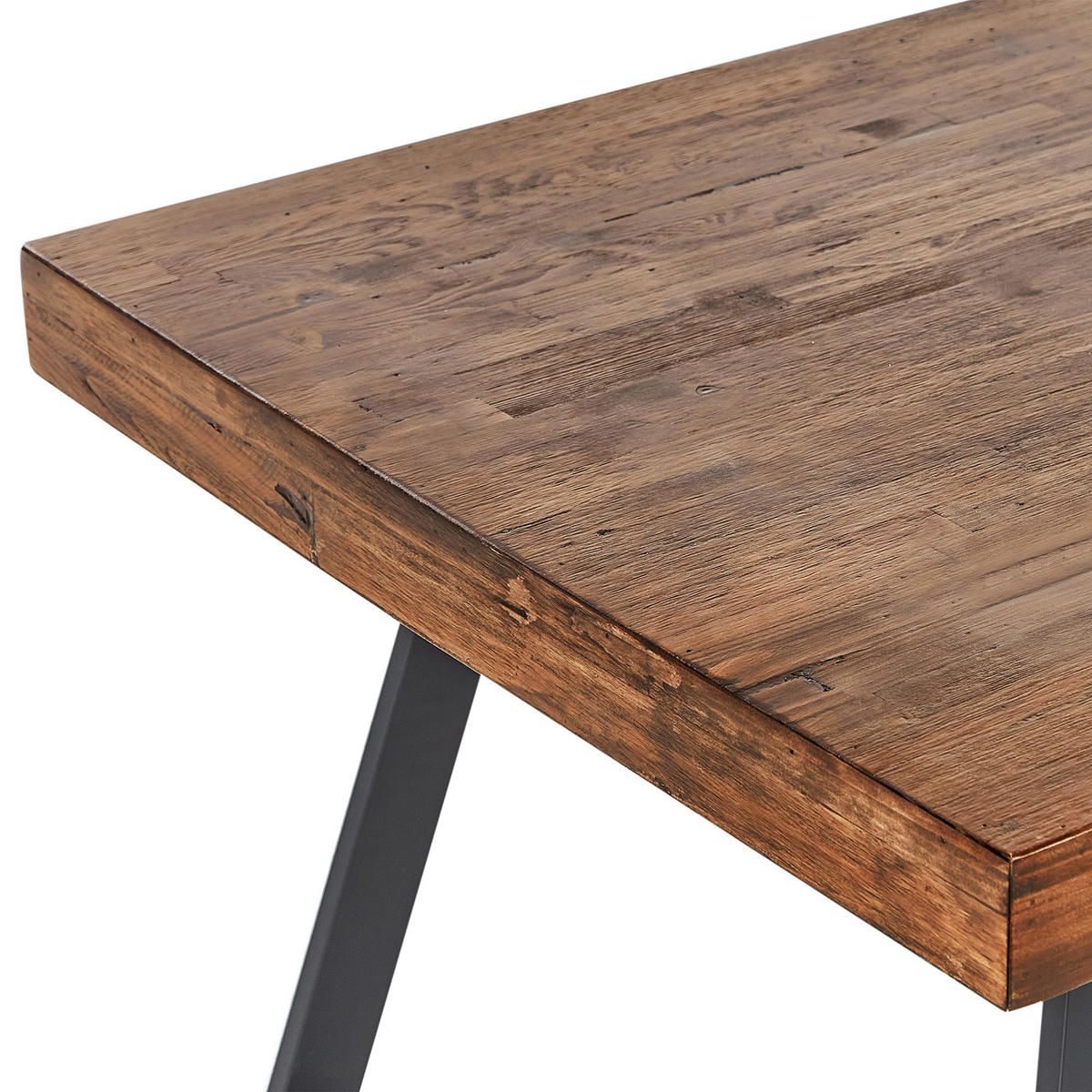 ESSTISCH 180/90 Dunkler Holzfarbton/Schwarz Warton - Dunkelbraun/Schwarz, Holz (180/90/74cm) - Beliani