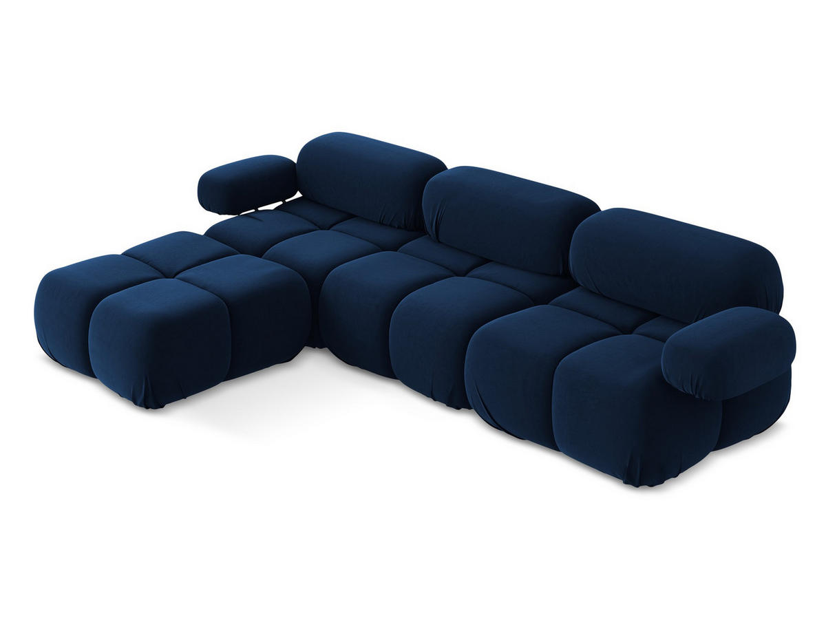 ECKSOFA Beidseitig Samt Stoff Blau - Blau/Schwarz, Kunststoff/Textil (285/191cm) - Makamii