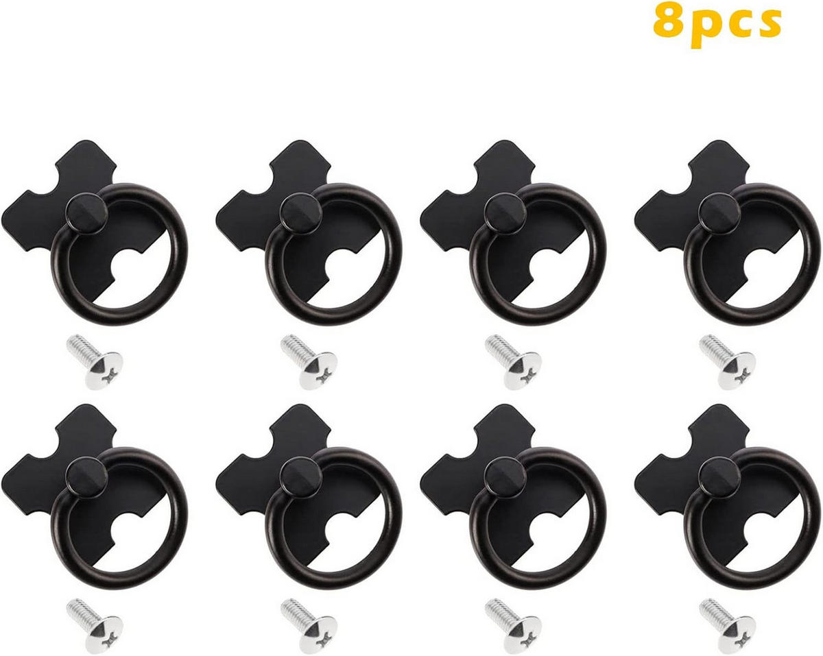 SCHRANKKNOPF 1er-Set Ringgriff Aluminium - Schwarz, Metall (3.3/2/4cm)