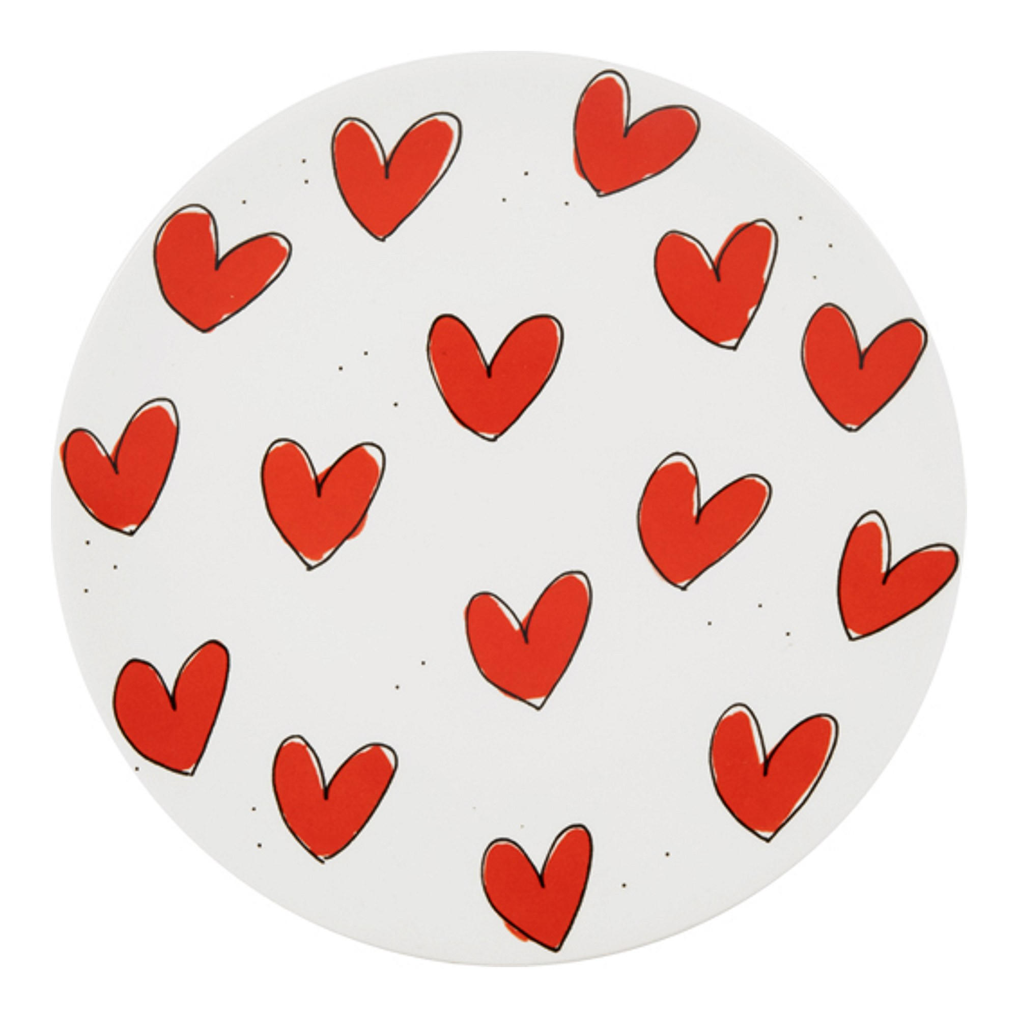 TELLER Valentinstag Rote Herzen in Rot - 18cm - Multicolor, Keramik (18/18/2cm) - Blond Amsterdam