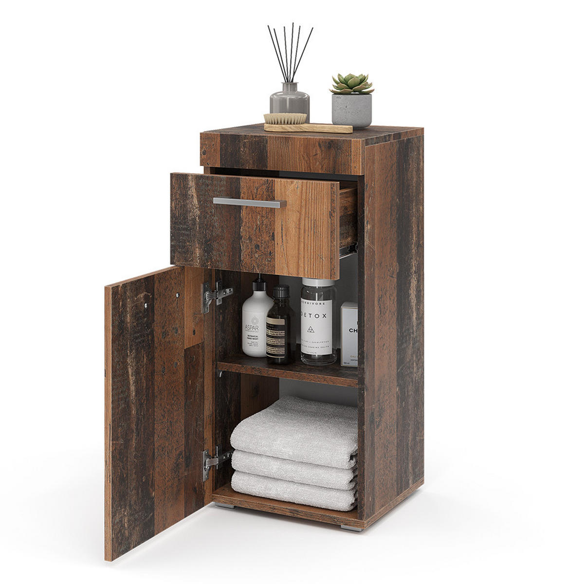 MIDISCHRANK Luna Oldstyle 37 x 79 cm - Braun, Holzwerkstoff (37/79/32.6cm) - Vicco