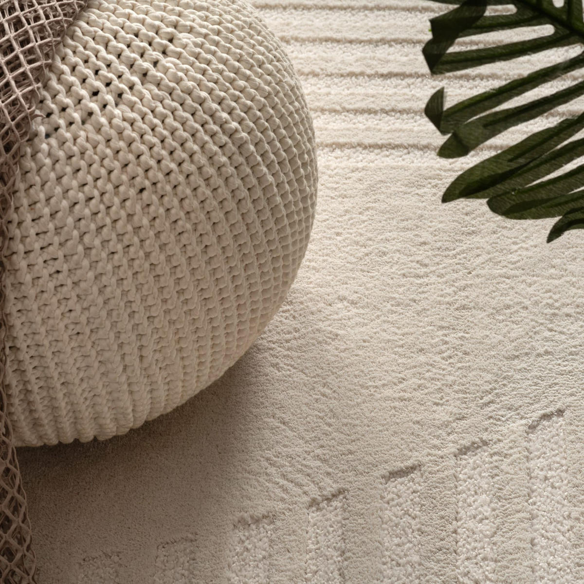 KURZFLORTEPPICH, mit Struktur, aus Polyester, Florhöhe 10 mm, Creme, 200 x 290 cm - Beige, Textil (290/200cm) - KADIMA DESIGN