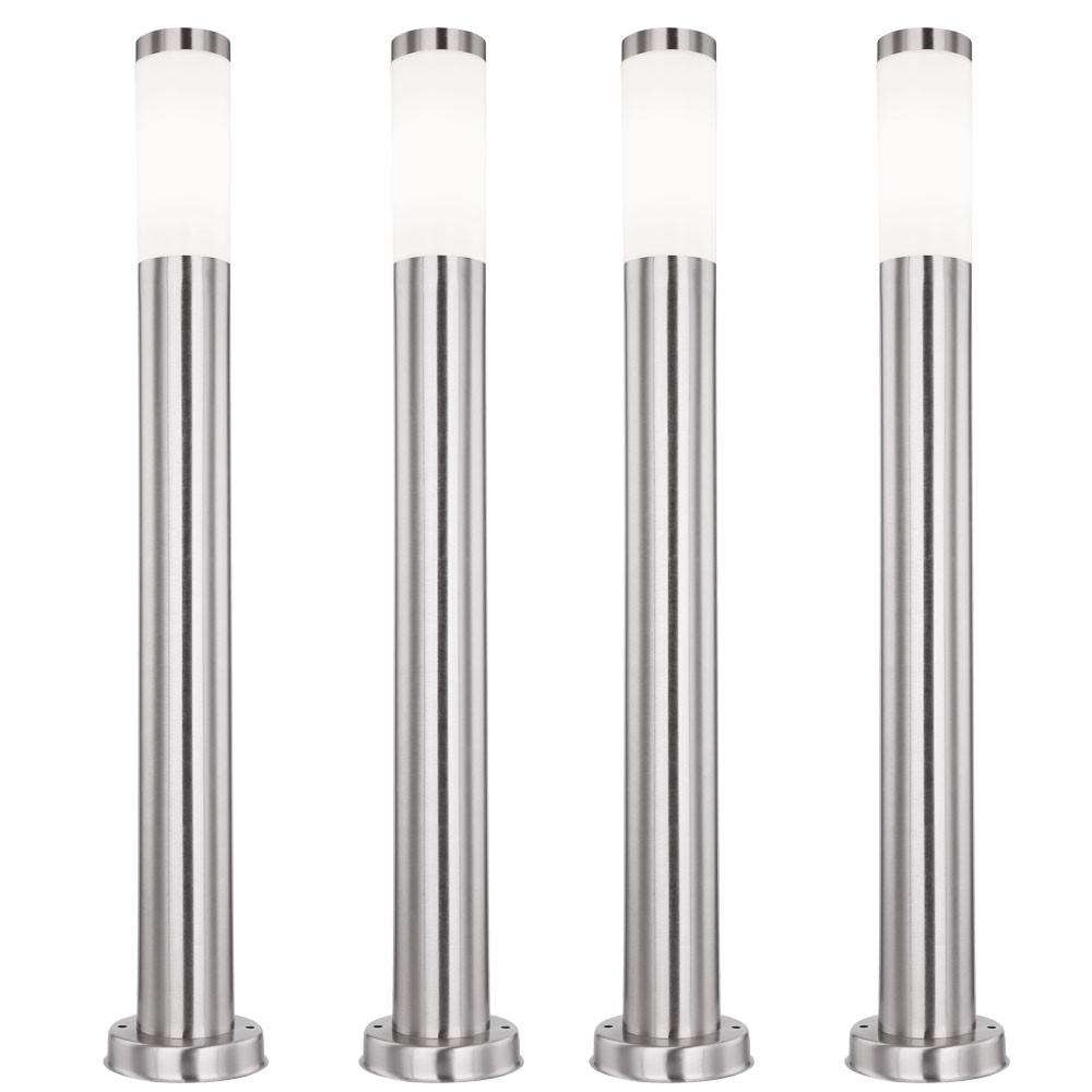 LED STEHLEUCHTE Edelstahl Silber opal 4er Set - Silberfarben, Metall (7.6/7.6/80cm) - Globo Lighting