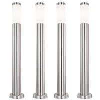 LED STEHLEUCHTE Edelstahl Silber opal 4er Set - Silberfarben, Metall (7.6/7.6/80cm) - Globo Lighting