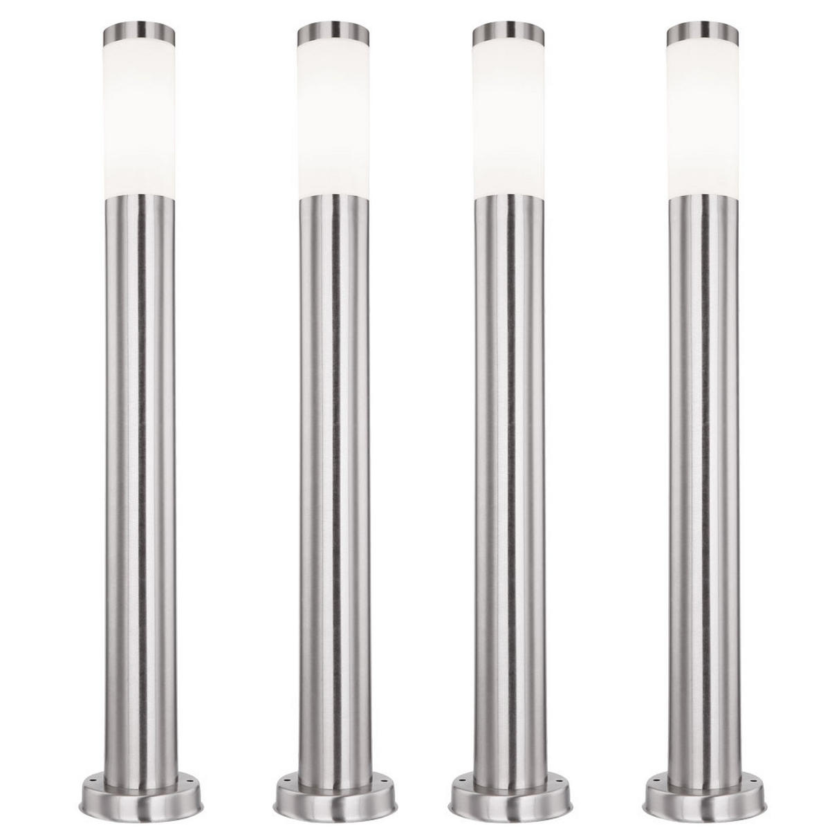 LED STEHLEUCHTE Edelstahl Silber opal 4er Set - Silberfarben, Metall (7.6/7.6/80cm) - Globo Lighting