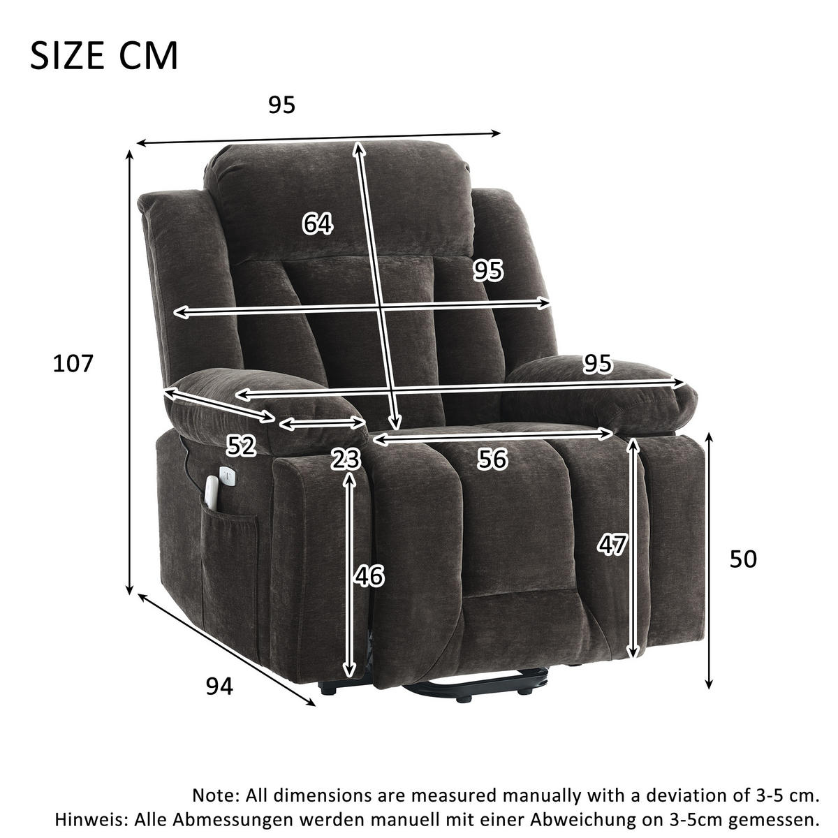 MASSAGESESSEL Elektrisch 8 Punkt Massage Heizung USB Braun - Braun, Textil (95/107/94cm) - FLIEKS