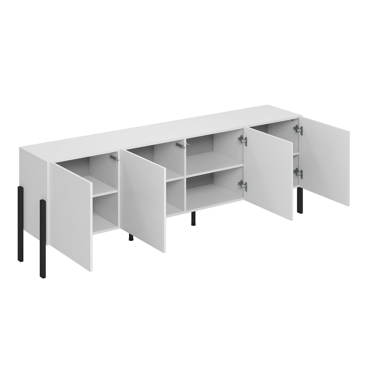 TV STOLEK Bérénice Matná bílá a černá - bílá, kompozitní dřevo (204/70/40cm) - Petits-meubles