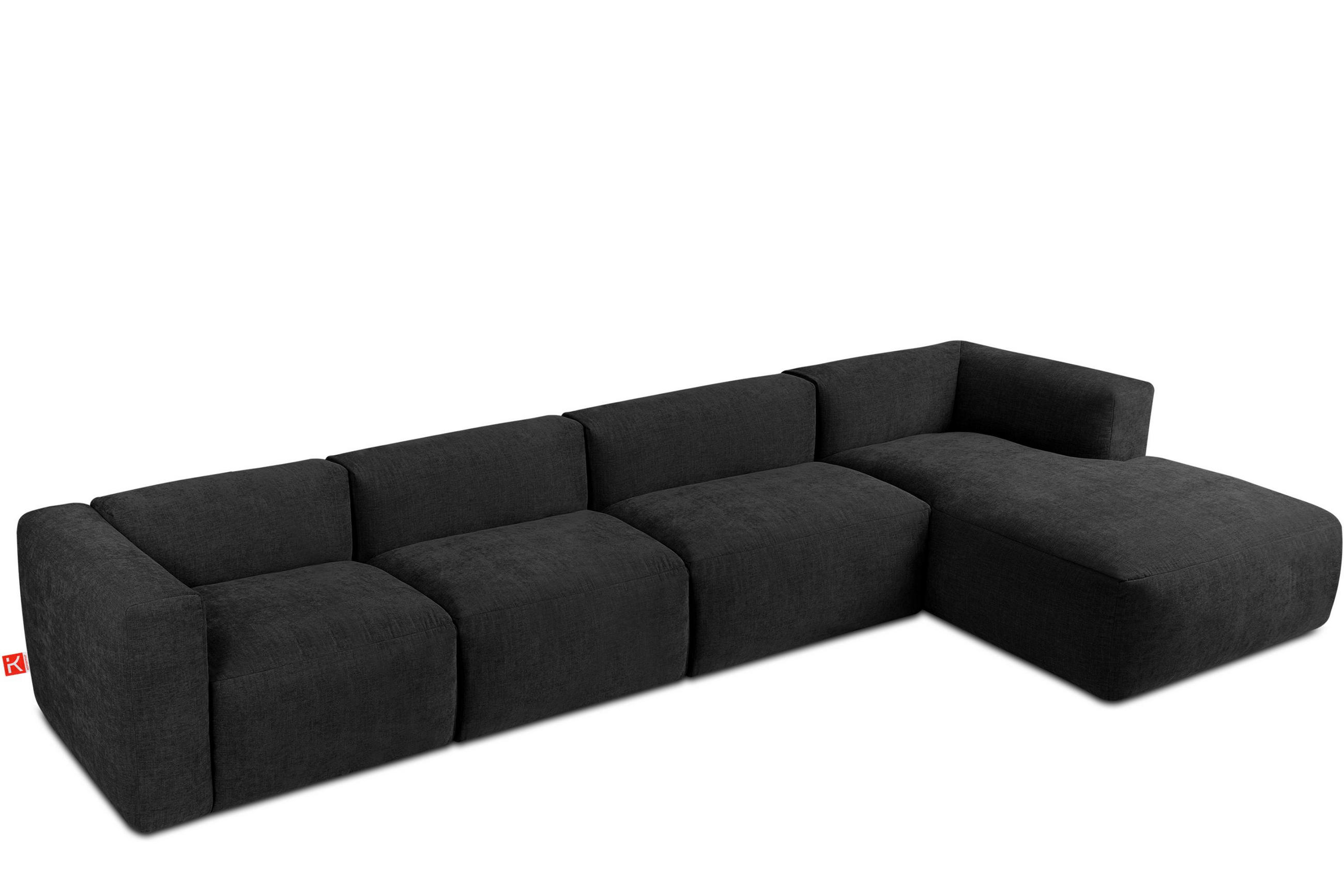 ECKMODULSOFA-RECHTS BUFFO 6-Sitzer mit extrem weicher Sitzfläche, Gewebestoff, graphit - Graphitfarben, Textil (377/180cm) - KONSIMO®