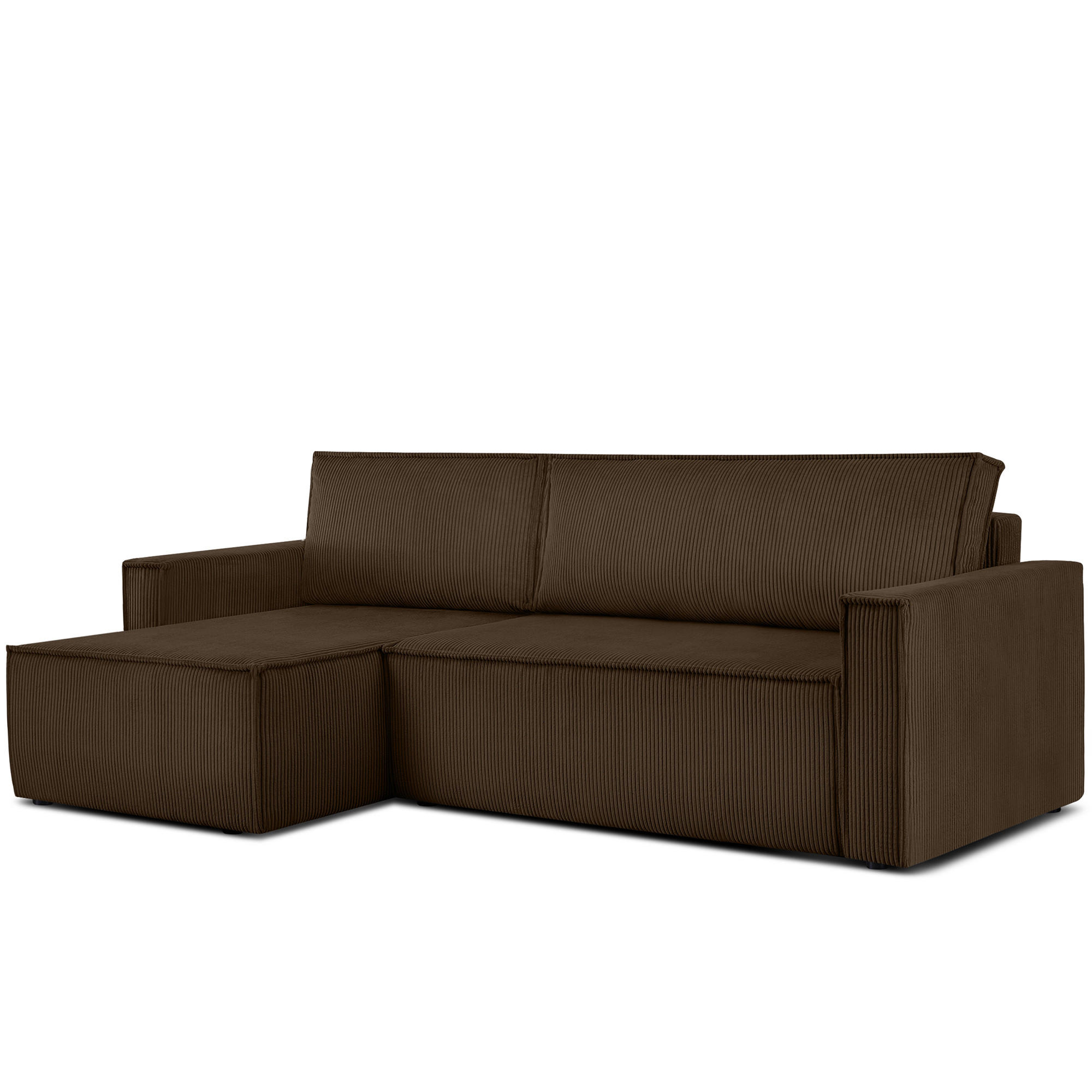 ECKSOFA-LINKS/RECHTS NAPI Schlaffunktion mit Cordbezug, dunkelbraun - Dunkelbraun/Schwarz, Textil (246/148cm) - KONSIMO®