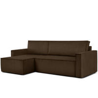 ECKSOFA-LINKS/RECHTS NAPI Schlaffunktion mit Cordbezug, dunkelbraun - Dunkelbraun/Schwarz, Textil (246/148cm) - KONSIMO®