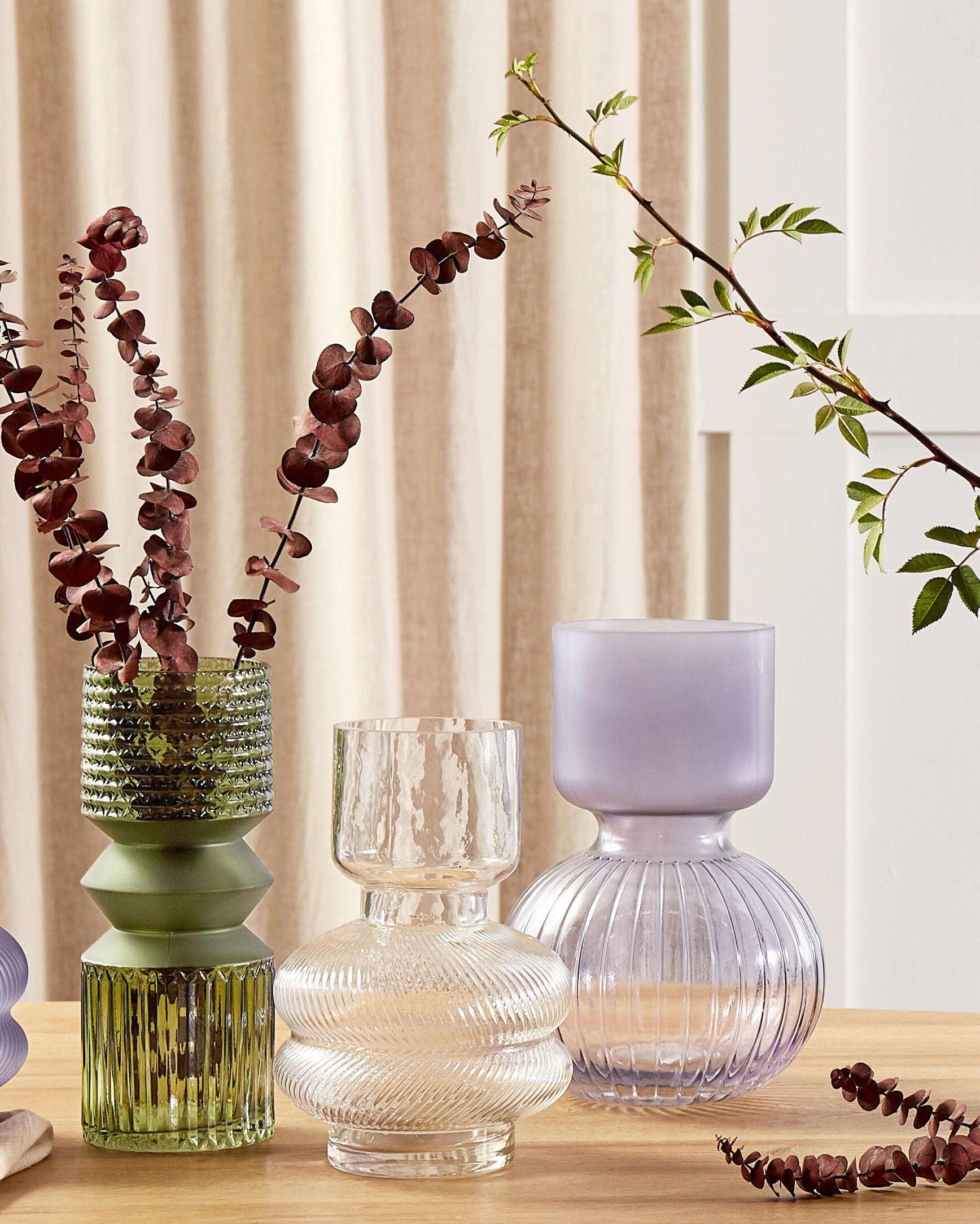 Thumbnail - Beliani Blumenvase, Violett, Glas, Mode, 26 cm, Dekoration, Vasen, Glasvasen