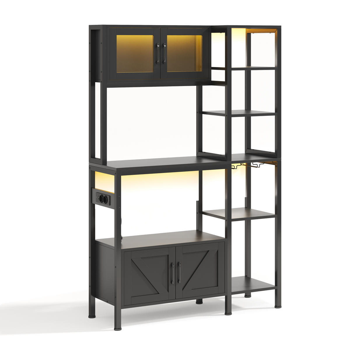 BUFFETSCHRANK Schwarz 115/40/180 cm - Schwarz, Holz (115/180/40cm) - PANGIVO
