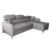 ECKSOFA L Form Ribella 5 Grau 265/180/100 cm Rechts mit Schlaffunktion - Hellgrau/Schwarz, Textil/Metall (265/180cm) - AX Living