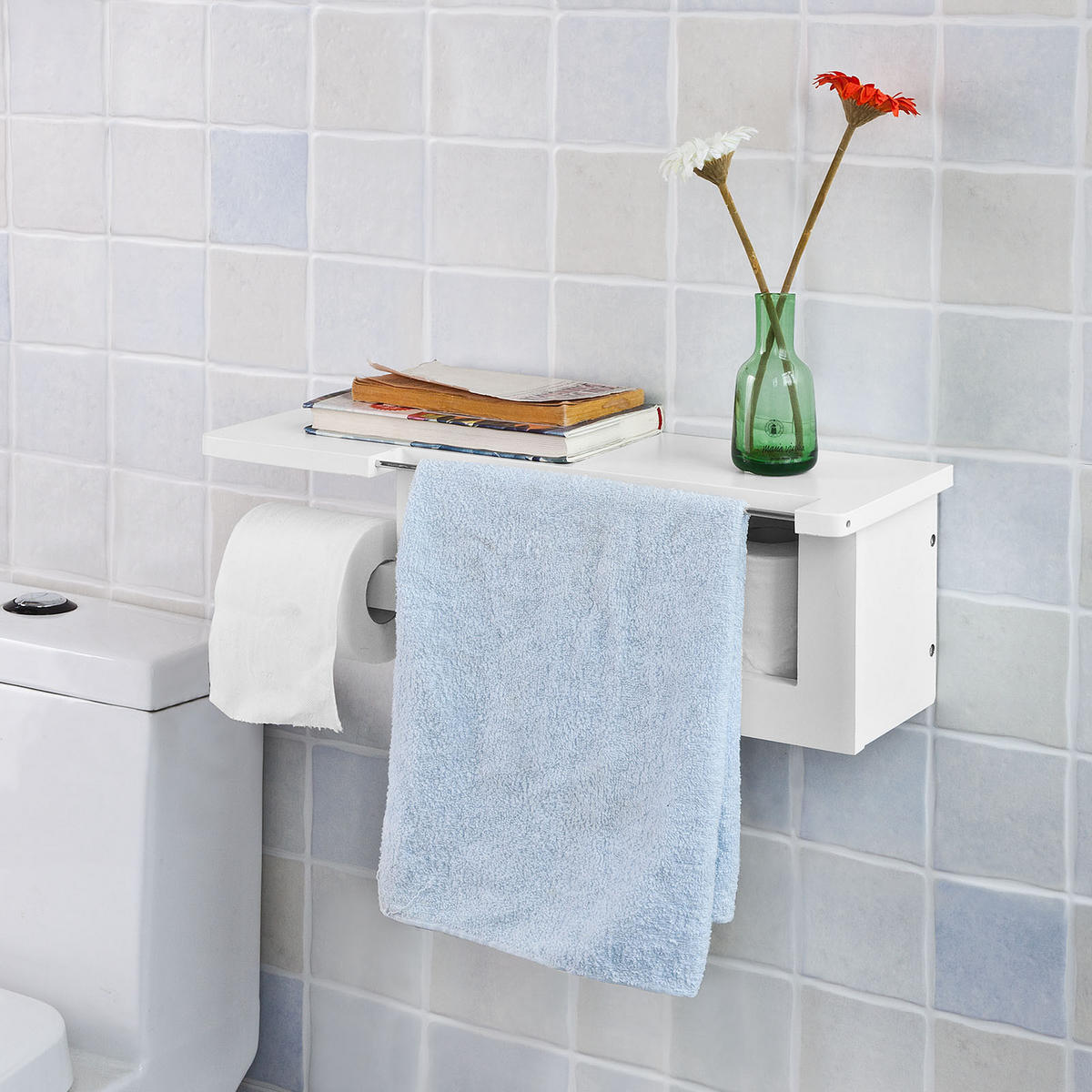 TOILETTENROLLENHALTER Weiß - Weiß, Holzwerkstoff (50/18/17cm) - SoBuy