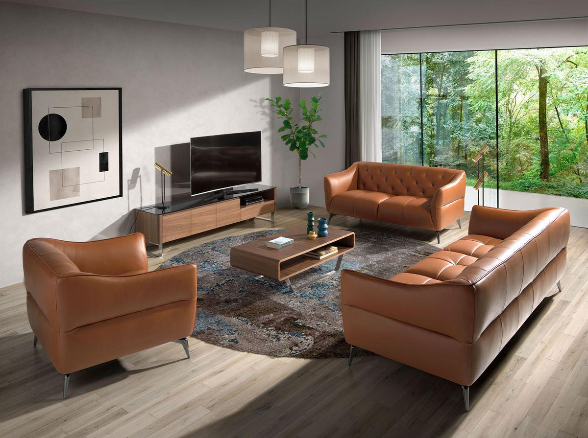 CHESTERFIELD-SOFA Chester 2-Sitzer Sofa aus braunem Leder 171/95/77 cm - Dunkelgrau/Braun, Leder (171/77/95cm) - ANGEL CERDA