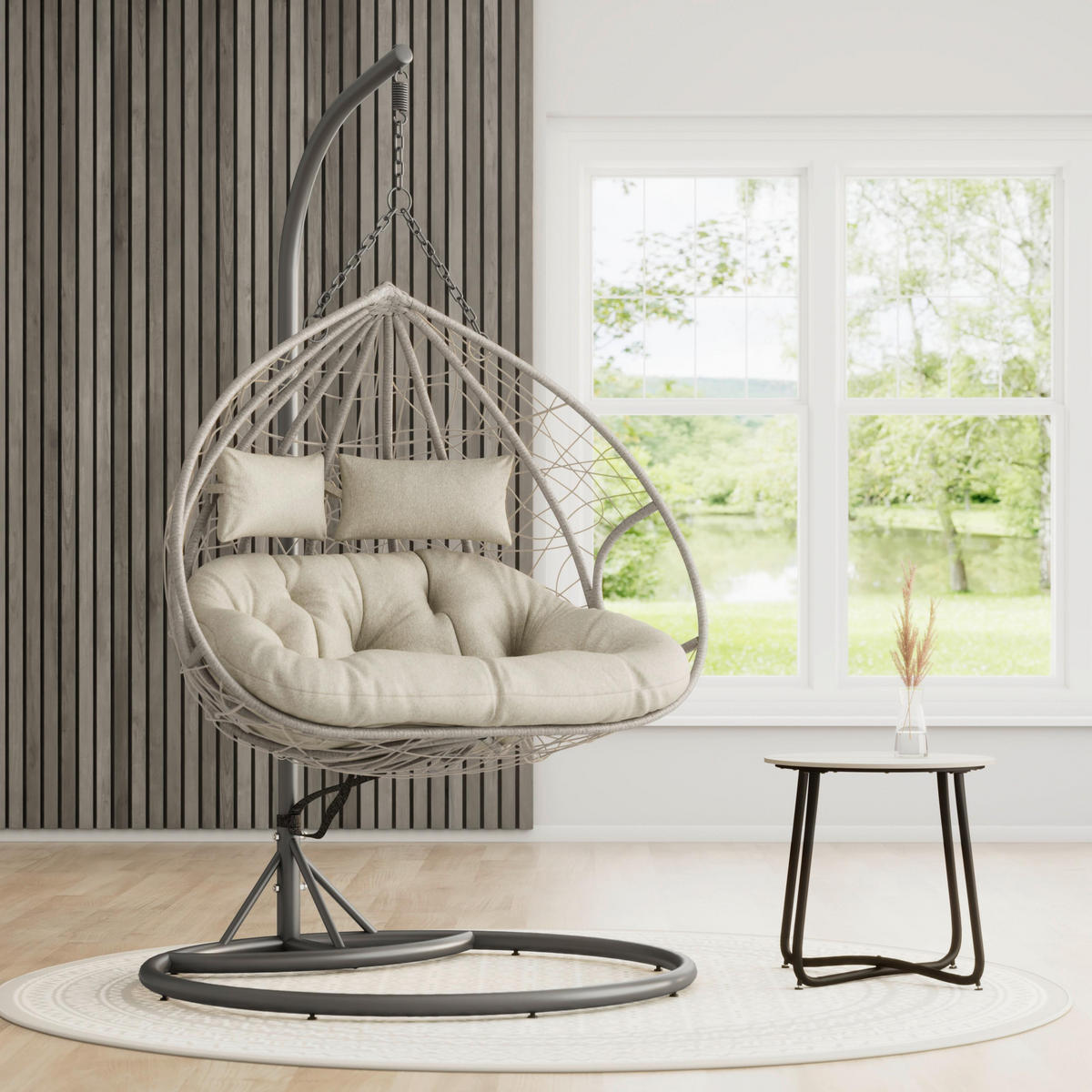 HÄNGESESSEL Enea Creme Metall/Kunststoff/Outdoorstoff - Creme, Metall (1/205/120cm)