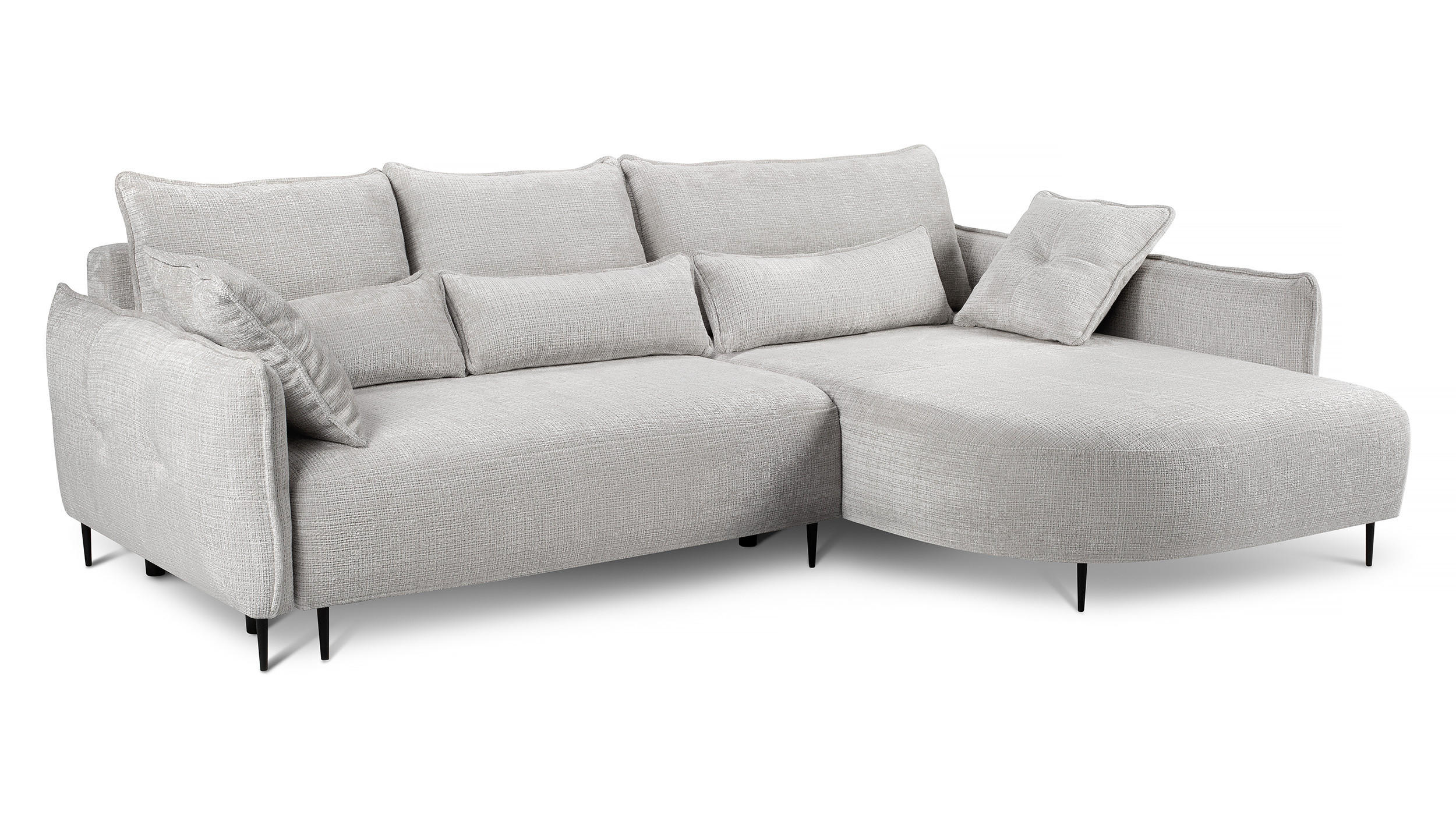 ECKSOFA Oblivio Hellgrau Chenille - Hellgrau/Schwarz, Textil/Metall (285/200cm) - Selsey