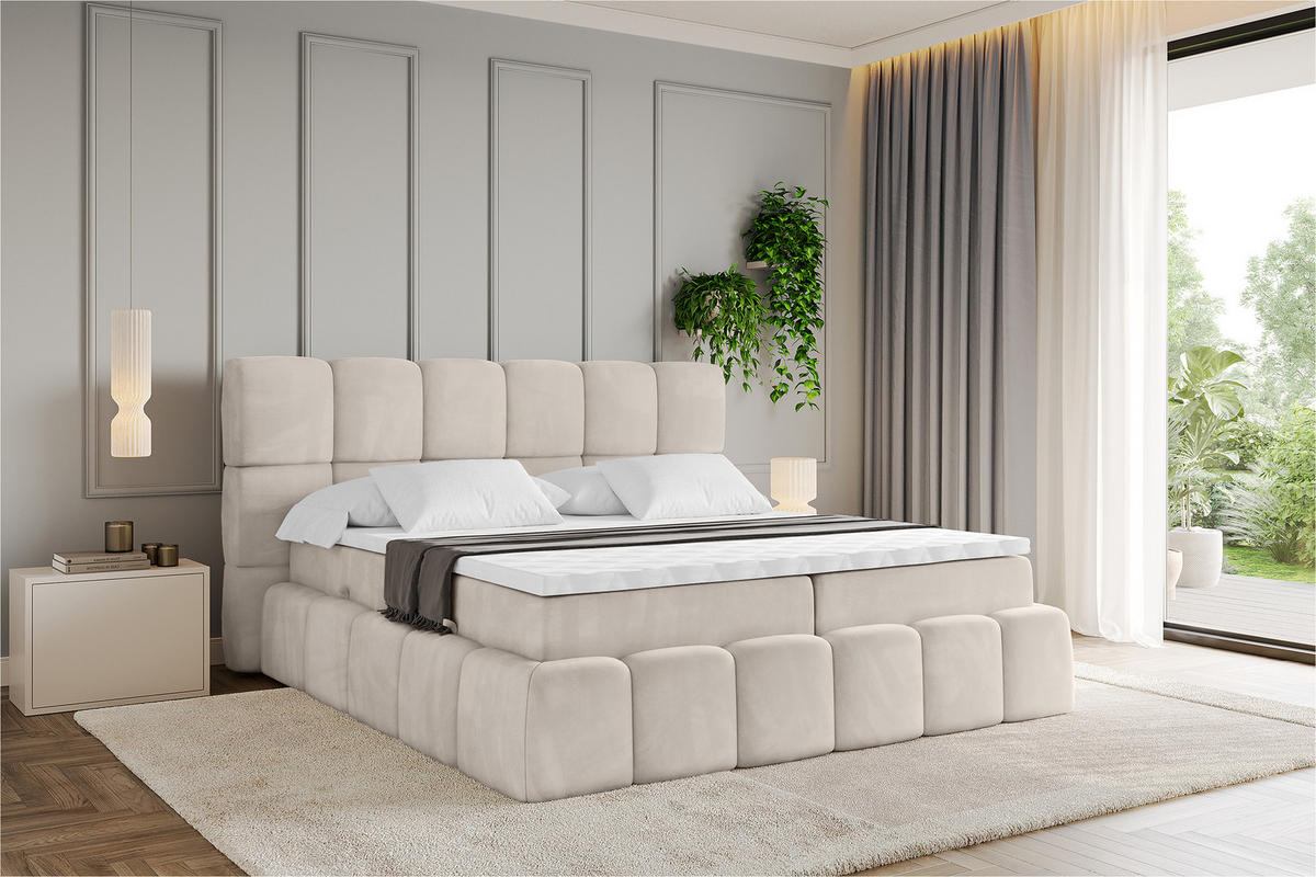 BOXBETT - AURI-H3 - 200x200 Beige Casablanca - Beige, Holzwerkstoff (200/200cm) - ALTDECOR